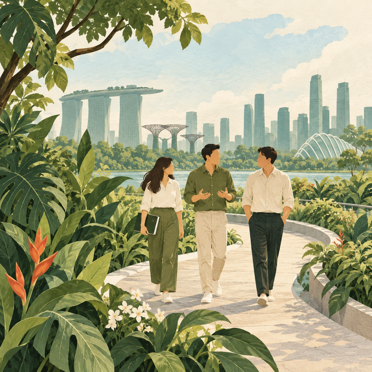 Concept illustration of people working together for a sustainable future